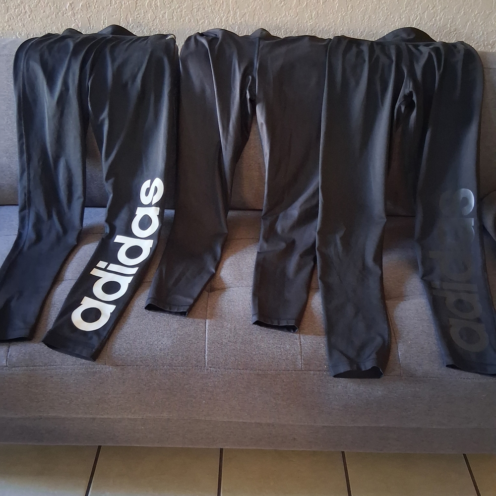 Adidas Black Logo Leggings - Bold Side Branding